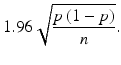 $$ 1.96\sqrt{\frac{p\left(1-p\right)}{n}}. $$